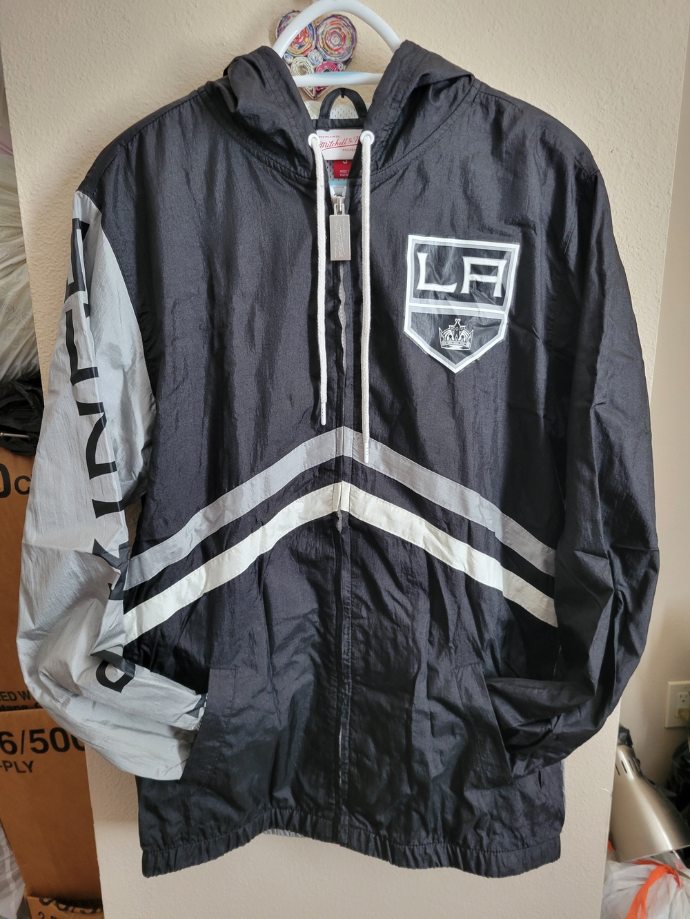 Official LA Kings Black & Gray Hooded Windbreaker Jacket